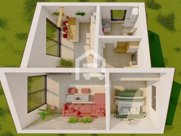 Modulový dům Rita 3d půdorys